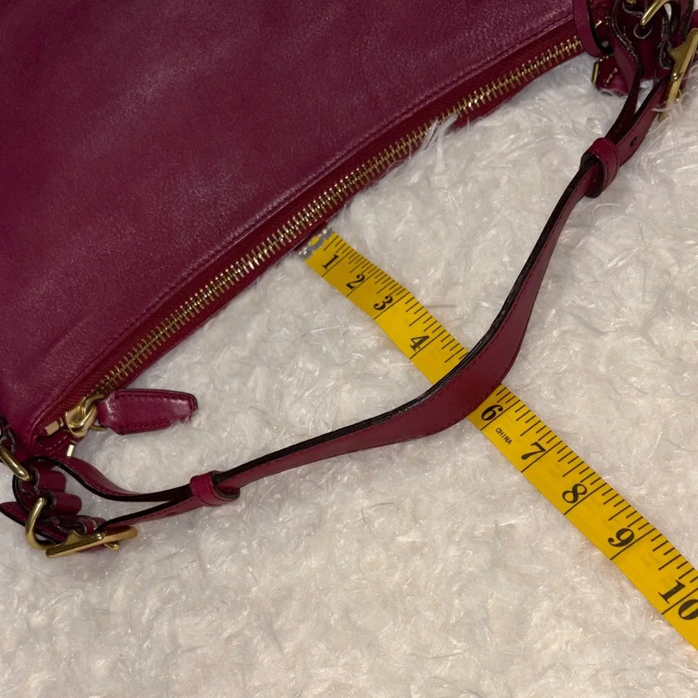 Coach Dark Red Leather Shoulder Bag with Tassels - Picture 7 of 10